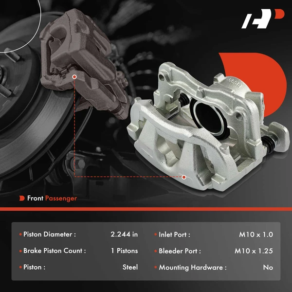 1 -Pc Brake Caliper Front Right Passenger Side 1-Piston A-Premium APBC3810