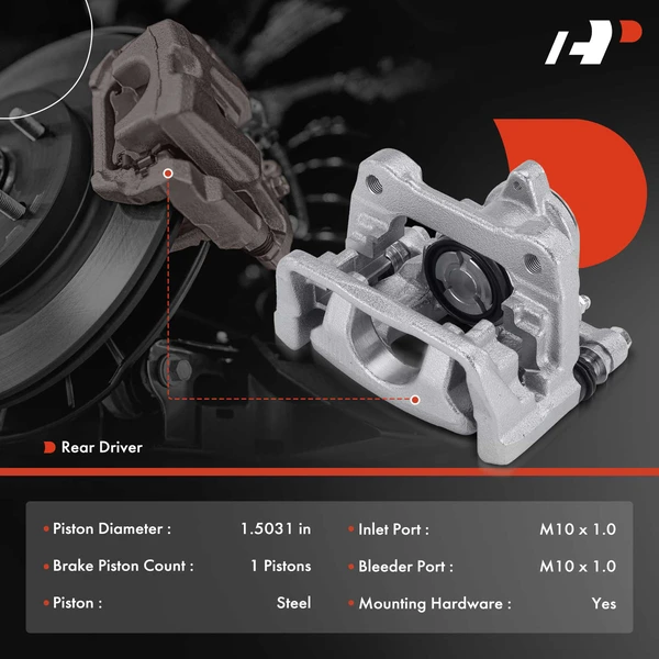 1-PC Brake Caliper, Rear Left Driver Side, 1-Piston, A-Premium APBC4238