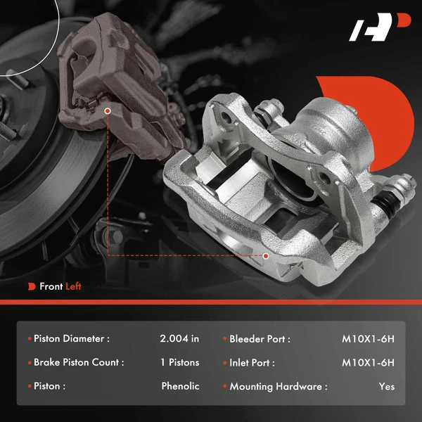 1-Pc Brake Caliper Front Left Driver Side 1-Piston A-Premium APBC4447