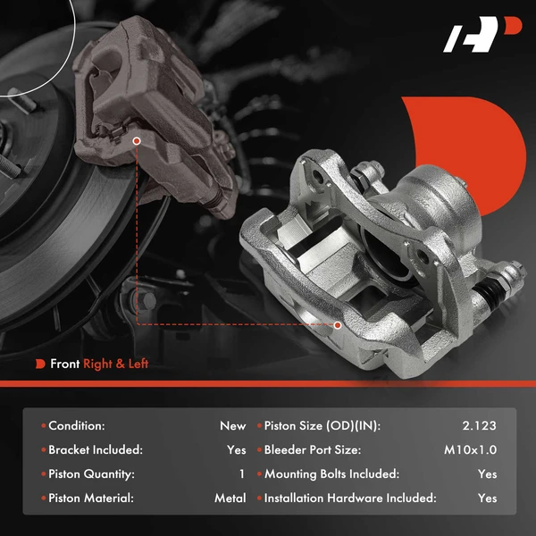 2-Pc Brake Caliper Front Driver & Passenger 1-Piston A-Premium APBC4448