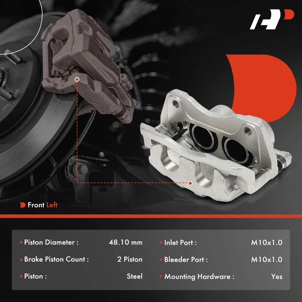 1 -Pc Brake Caliper Front Left Driver Side 2-Piston A-Premium APBC4355