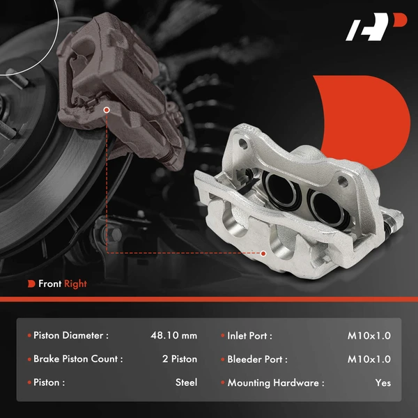 1 -Pc Brake Caliper Front Right Passenger Side 2-Piston A-Premium APBC4356