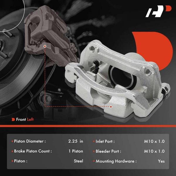 1 -Pc Brake Caliper Front Left Driver Side 1-Piston A-Premium APBC4384