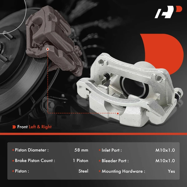 2 -Pc Brake Caliper Front Driver & Passenger 1-Piston A-Premium APBC4385