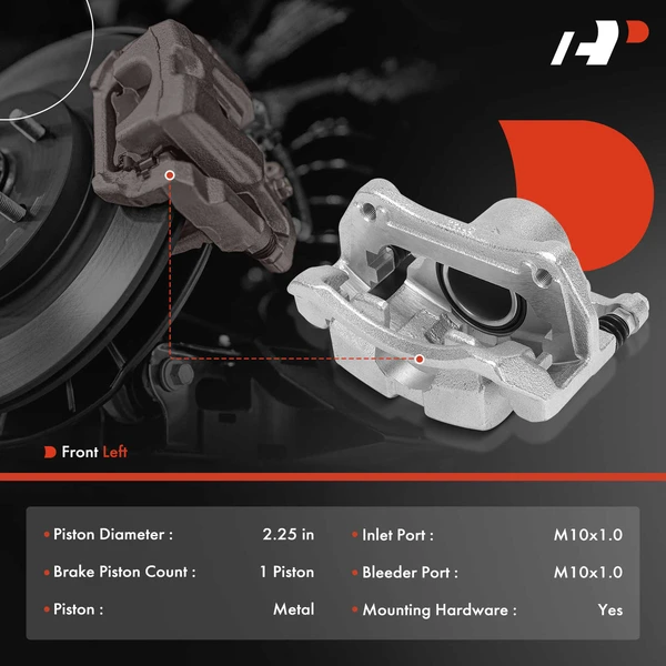 1 -Pc Brake Caliper Front Right Passenger Side 1-Piston A-Premium APBC4386