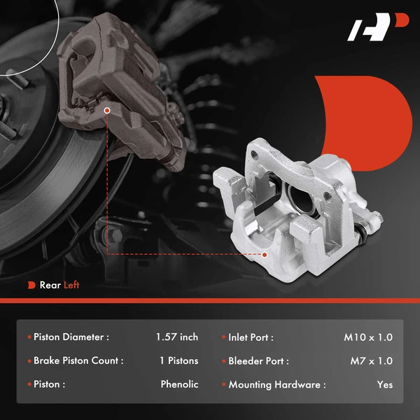 1-Pc Brake Caliper with Bracket Rear Left Driver Side 1-Piston A-Premium APBC4485