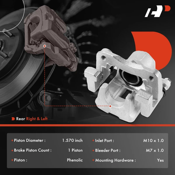 2-Pc Brake Caliper with Bracket Rear Driver & Passenger 1-Piston A-Premium APBC4508