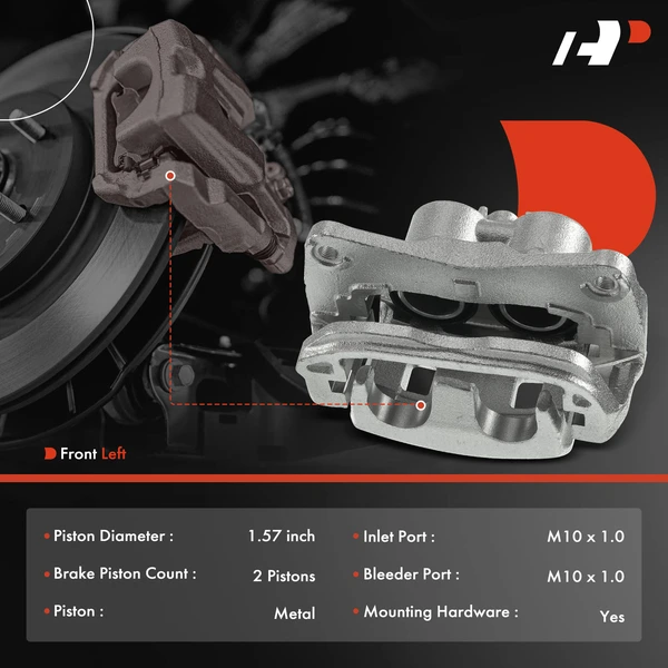1-PC Brake Caliper, Front Left Driver Side, 2-Piston, A-Premium APBC1127