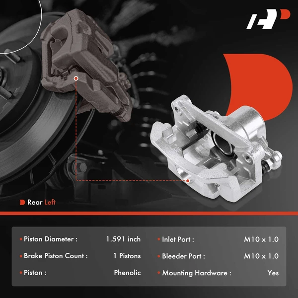 1-Pc Brake Caliper with Bracket Rear Left Driver Side 1-Piston A-Premium APBC4482