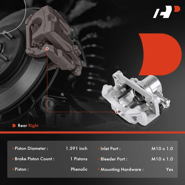 1-Pc Brake Caliper with Bracket Rear Right Passenger Side 1-Piston A-Premium APBC4483