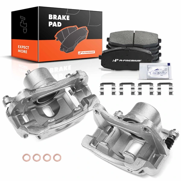 6 Pcs Front Brake Calipers & Ceramic Brake Pads for 2014-2016 Kia Soul