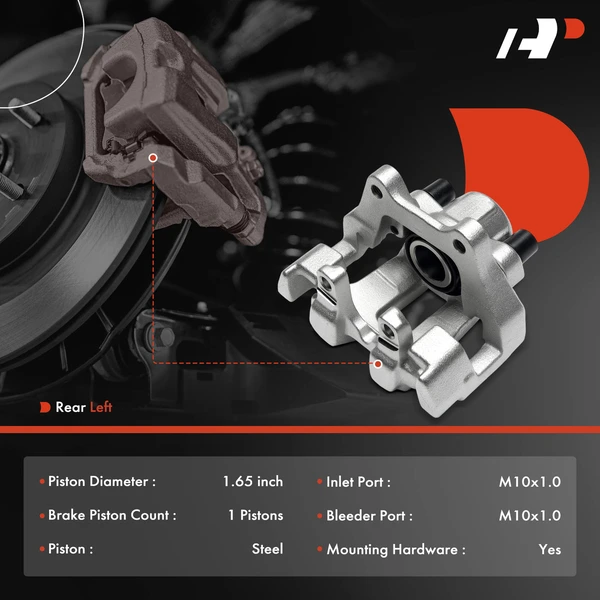 1-Pc Brake Caliper Rear Left Driver Side 1-Piston A-Premium APBC4458