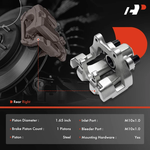 1-Pc Brake Caliper Rear Right Passenger Side 1-Piston A-Premium APBC4460