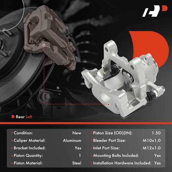 1-Pc Brake Caliper with Bracket Rear Left Driver Side 1-Piston A-Premium APBC4528