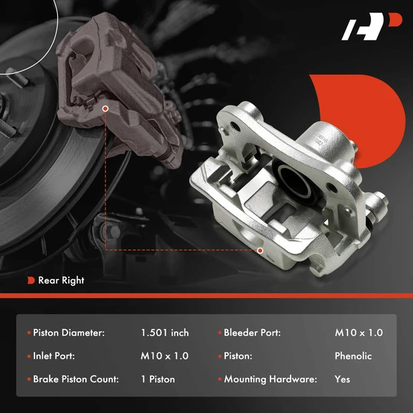 1-Pc Brake Caliper Rear Right Passenger Side 1-Piston A-Premium APBC4693