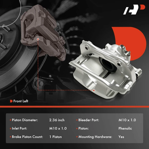 1-Pc Brake Caliper Front Left Driver Side 1-Piston A-Premium APBC4672