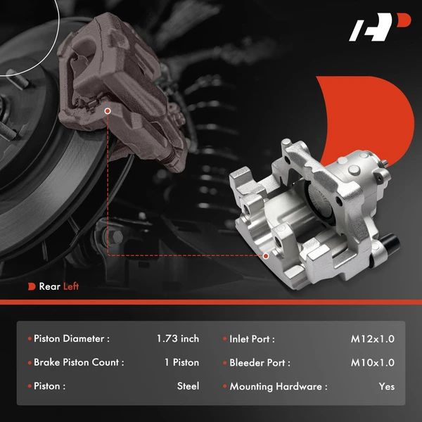 1-Pc Brake Caliper Rear Left Driver Side 1-Piston A-Premium APBC4675