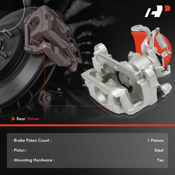1-PC Brake Caliper, Rear Left Driver Side, 1-Piston, A-Premium APBC4236