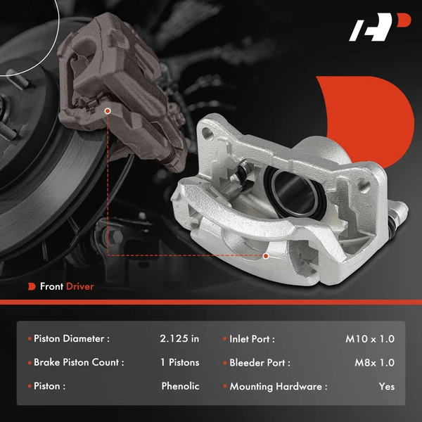 1-PC Brake Caliper, Front Left Driver Side, 1-Piston, A-Premium APBC3893