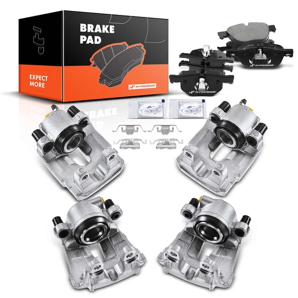 12 Pcs Front & Rear Brake Calipers & Ceramic Brake Pads for 2007-2018 BMW X5