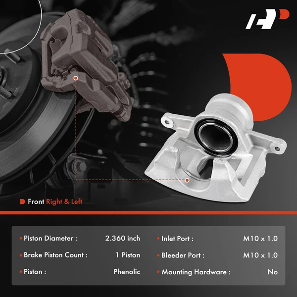 2-Pc Brake Caliper Front Driver & Passenger 1-Piston A-Premium APBC4531