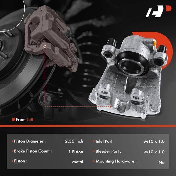 1-PC Brake Caliper, Front Left Driver Side, 1-Piston, A-Premium APBC0512