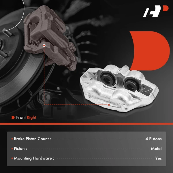 1 -Pc Brake Caliper Front Right Passenger Side 4-Piston A-Premium APBC2313