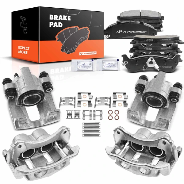 12 Pcs Front & Rear Brake Calipers & Ceramic Brake Pads for 1995-2000 Ford Explorer