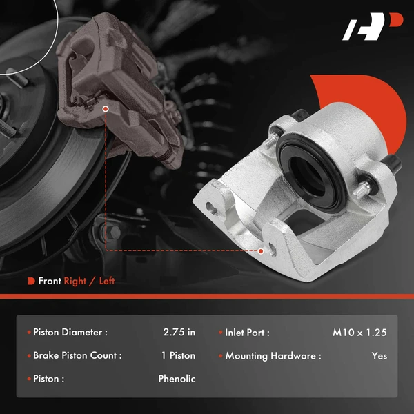 1-PC Brake Caliper, Front Left Driver Side, 1-Piston, A-Premium APBC4262