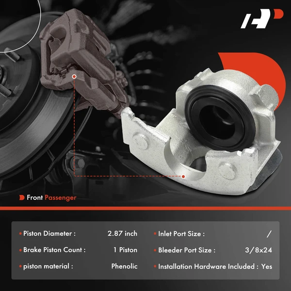 1-PC Brake Caliper, Front Right Passenger Side, 1-Piston, A-Premium APBC4389