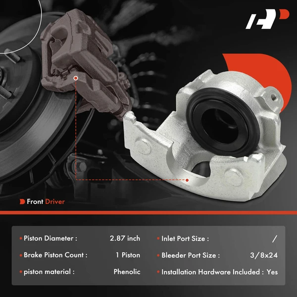 1-PC Brake Caliper, Front Left Driver Side, 1-Piston, A-Premium APBC4390
