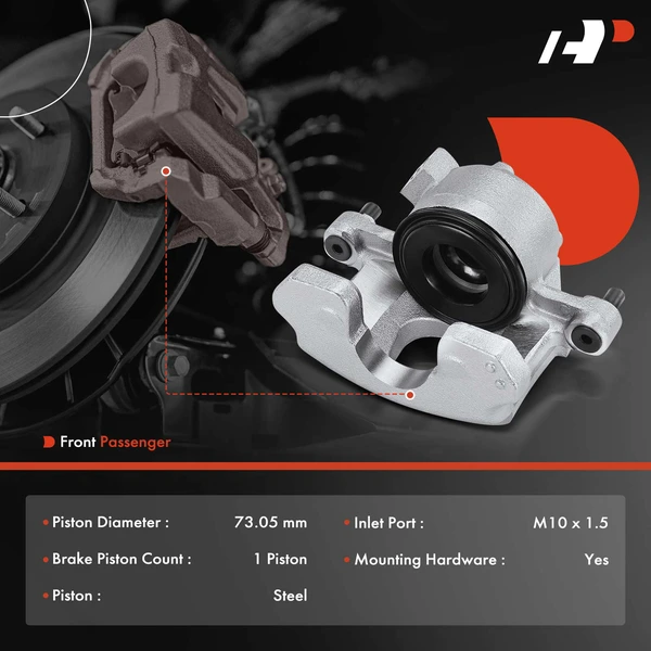 1-PC Brake Caliper, Front Right Passenger Side, 1-Piston, A-Premium APBC4153
