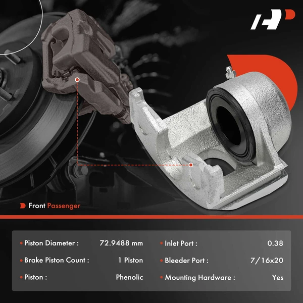 1-PC Brake Caliper, Front Right Passenger Side, 1-Piston, A-Premium APBC4256