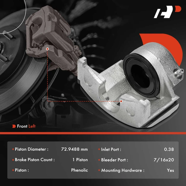 1-PC Brake Caliper, Front Left Driver Side, 1-Piston, A-Premium APBC4257