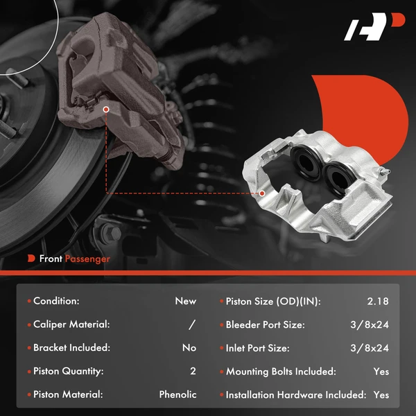 1-Pc Brake Caliper Front Right Passenger Side 2-Piston A-Premium APBC4450