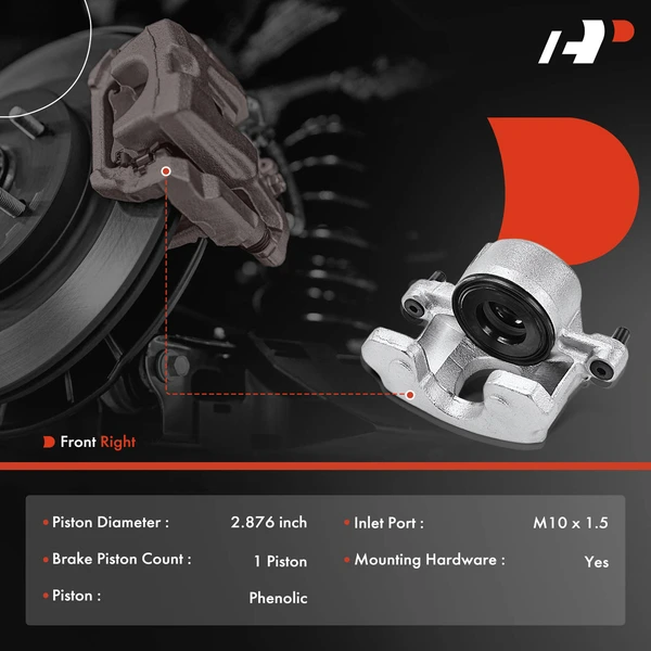 1-Pc Brake Caliper Front Right Passenger Side 1-Piston A-Premium APBC3351