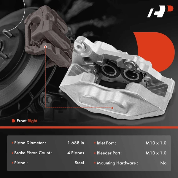 1-PC Brake Caliper, Front Right Passenger Side, 4-Piston, A-Premium APBC3353