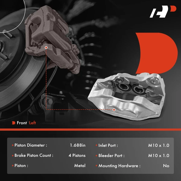 1-PC Brake Caliper, Front Left Driver Side, 4-Piston, A-Premium APBC3354