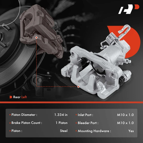 1-Pc Brake Caliper Rear Left Driver Side 1-Piston A-Premium APBC3801