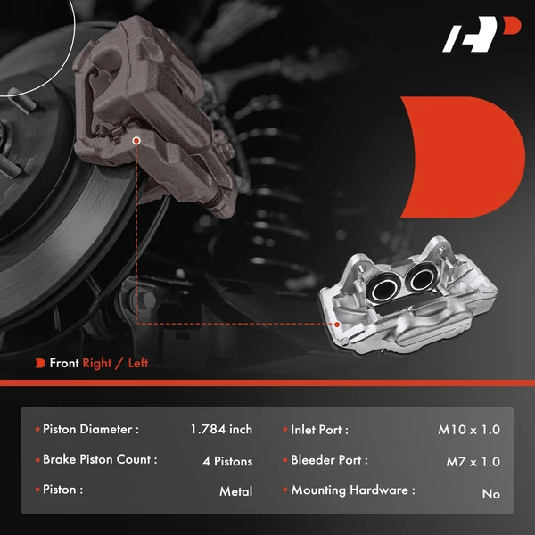 6-PC Brake Caliper + Brake Pad, Front Driver & Passenger, 4-Piston, A-Premium APBC3512