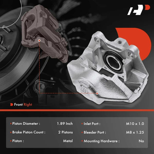 1-PC Brake Caliper, Front Right Passenger Side, 2-Piston, A-Premium APBC2773