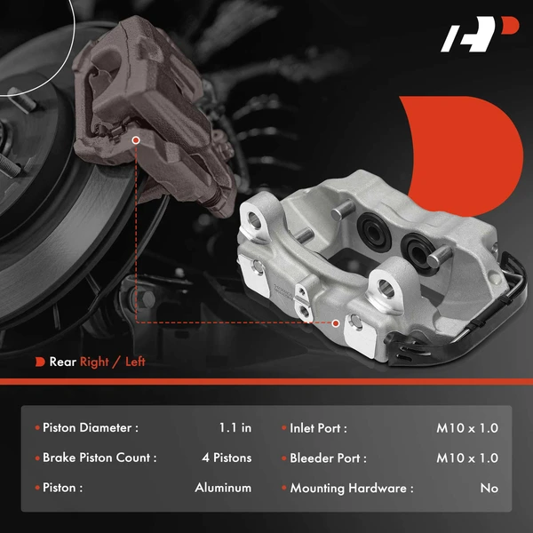 1-PC Brake Caliper, Rear Right Passenger Side, 4-Piston, A-Premium APBC4160