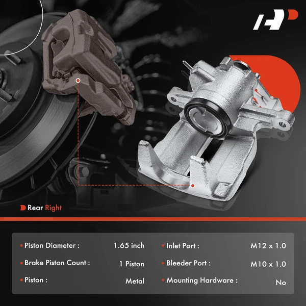 1-PC Brake Caliper, Rear Right Passenger Side, 1-Piston, A-Premium APBC2560