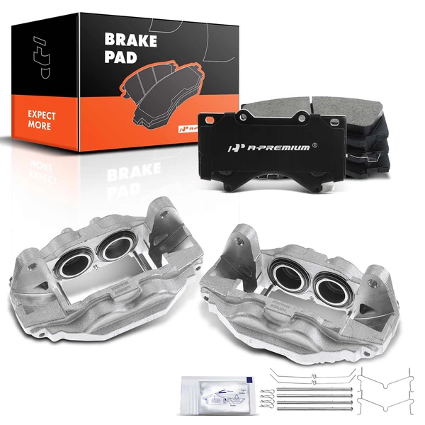 6-PC Brake Caliper + Brake Pad, Front Driver & Passenger, 4-Piston, A-Premium APBC3533