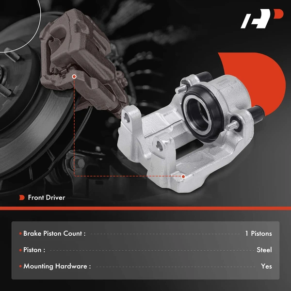 1-PC Brake Caliper, Front Left Driver Side, 1-Piston, A-Premium APBC4323