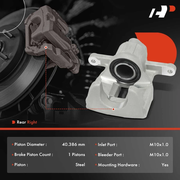 1-PC Brake Caliper, Rear Right Passenger Side, 1-Piston, A-Premium APBC4028