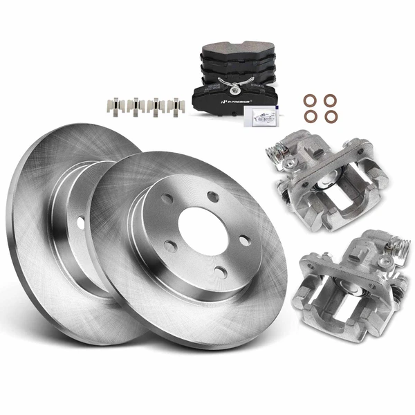 8-PC Brake Rotor + Brake Pad + Brake Caliper, Rear Driver & Passenger, 1-Piston, A-Premium APBRPR1857