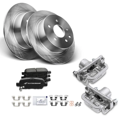 8 Pcs Rear Brake Rotor & Brake Pads & Brake Caliper