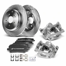 8 Pcs Rear Brake Rotors & Ceramic Brake Pads + Brake Caliper