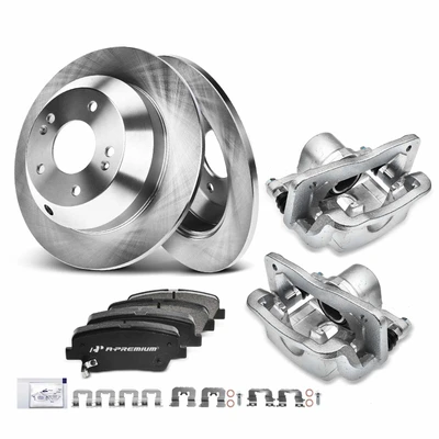 8 Pcs Rear Disc Brake Rotor & Pads + Brake Caliper